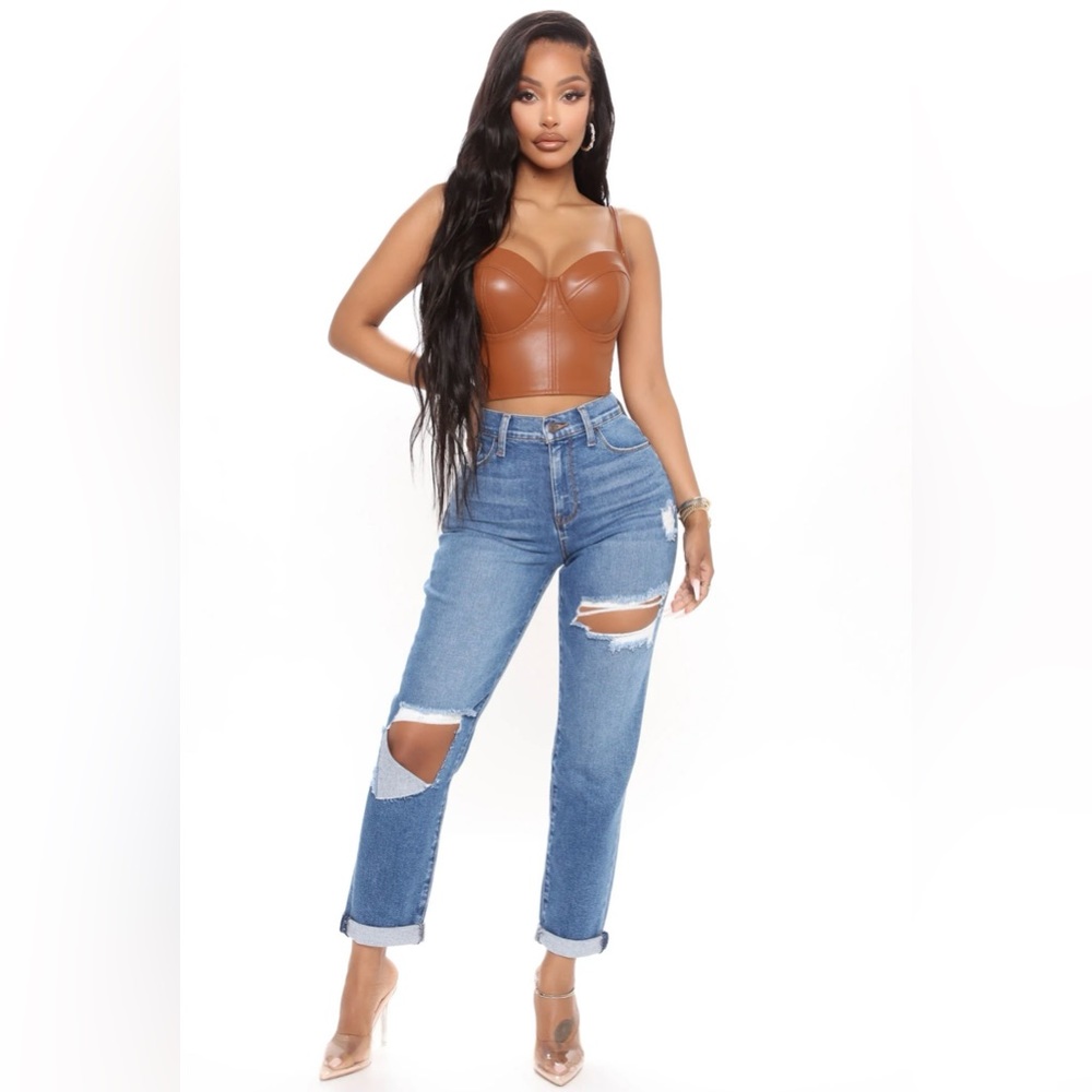 Fashion Nova hometown cutie destroyed mom jeans plus size